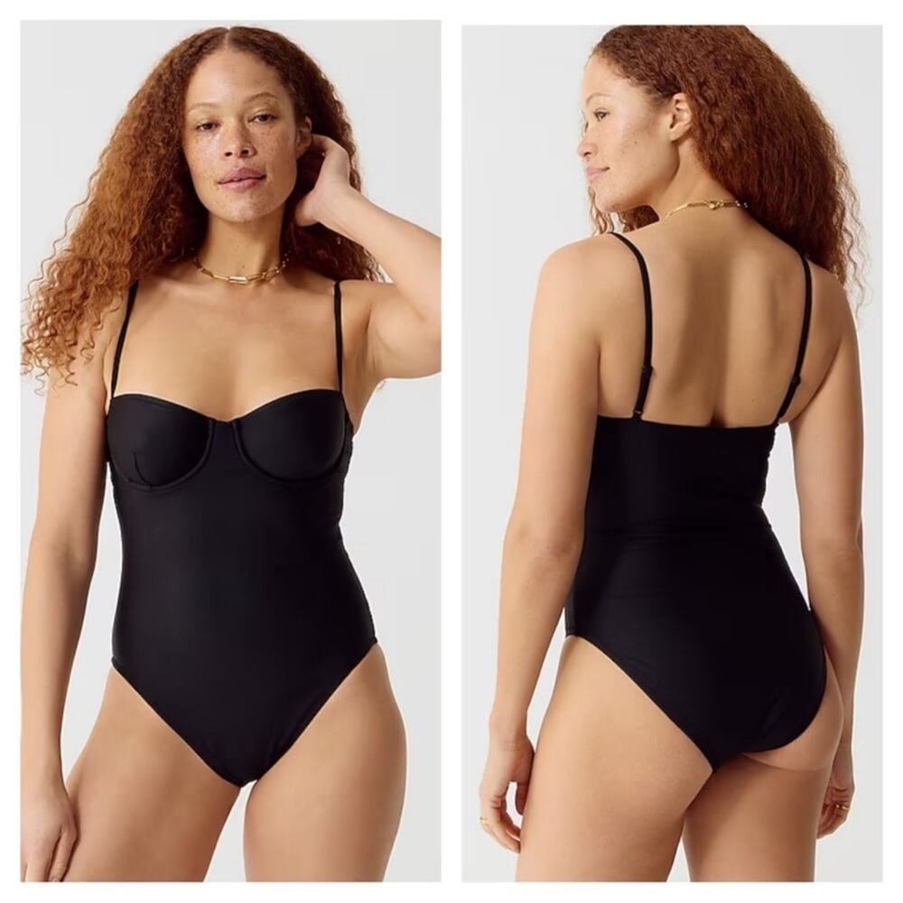 J. Crew Heritage balconette underwire‎ one-piece swimsuit black size 2